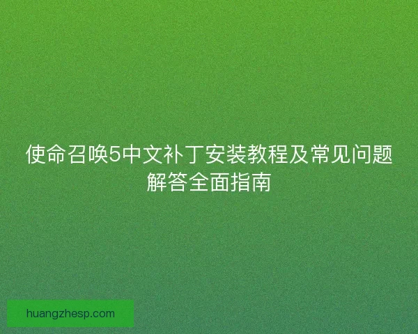 使命召唤5中文补丁安装教程及常见问题解答全面指南