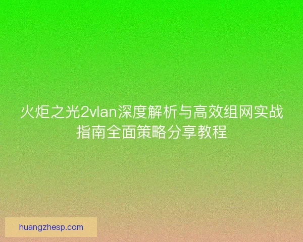 火炬之光2vlan深度解析与高效组网实战指南全面策略分享教程